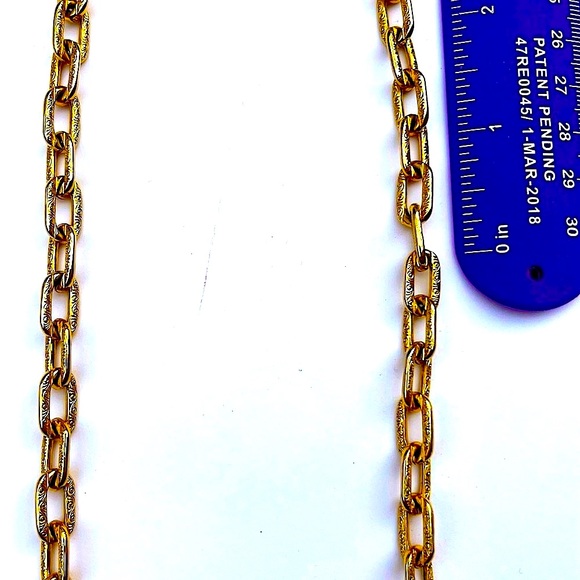 PAPER CLIP NECKLACE GOLD CHAIN 25” NEW VINTAGE MONET 1/2” x 1/4 LINKS ENGRAVED - Picture 10 of 11